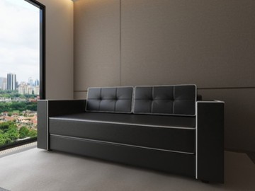 Диван прямой Константин Орландо чёрная экокожа