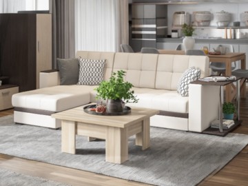 Атланта Люкс угловой диван экокожа белый