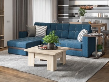 Атланта Люкс угловой диван рогожка Malmo синий