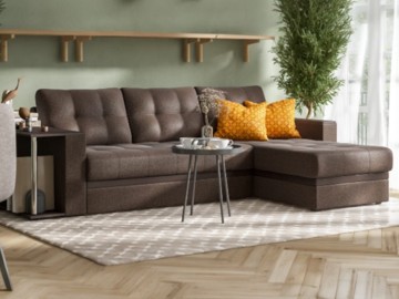 Атланта Люкс угловой диван рогожка Malmo шоколад