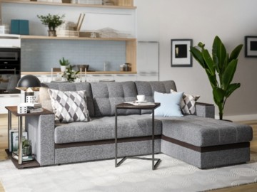 Атланта НПБ угловой диван рогожка Malmo серый